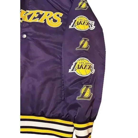 VTG 90s NBA LA LAKERS Los Angeles West 48 SATIN BOMBER JACKET NOWT